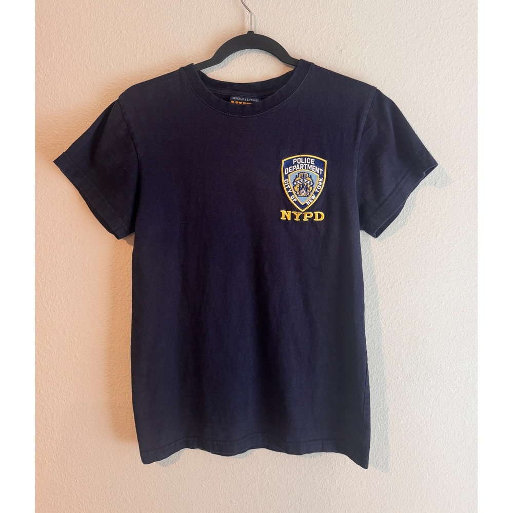 NYPD Officially Licensed Navy Blue T-Shirt Embroidered Shield Logo Small